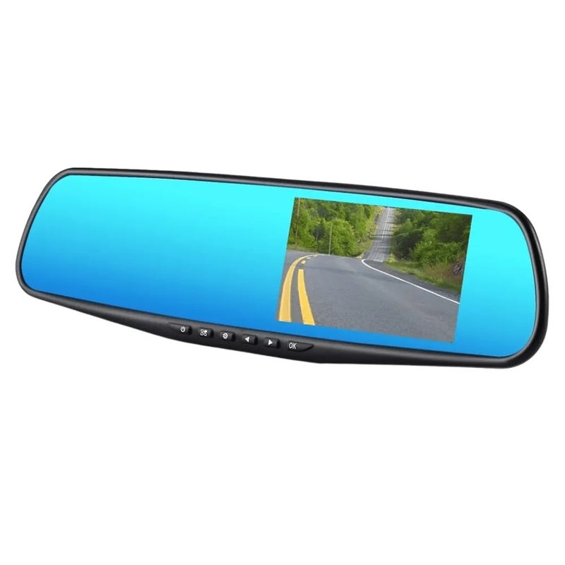 Dual Lens Dash Cam Car Dashboard Front And Rear Mirror Camera With LCD Display - Image 1
