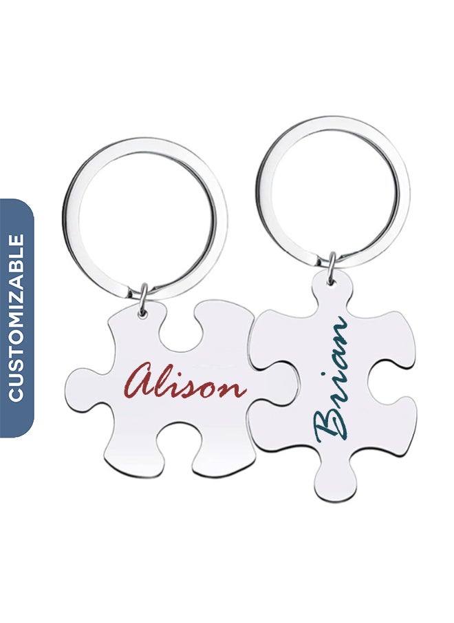 Share the Love Personalized Puzzle Keychains – Custom Engraved Pieces for Couples, Friends, or Family, Perfect Gift for Special Occasions 