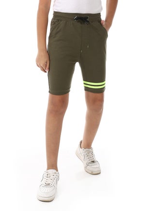 Elastic Waist Cotton Shorts - Heather Green