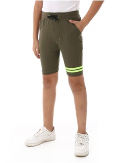 Andora Elastic Waist Cotton Shorts - Heather Green  - Image 2