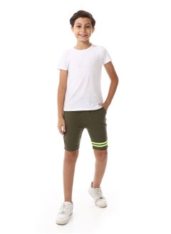 Andora Elastic Waist Cotton Shorts - Heather Green  - Image 5