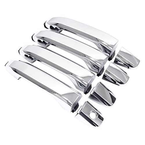 NewYall Chrome Front Rear Left and Right Exterior Door Handle for Chevrolet Silverado GMC Sierra 1500 2500 3500 Suburban Yukon 20142022 - Image 1