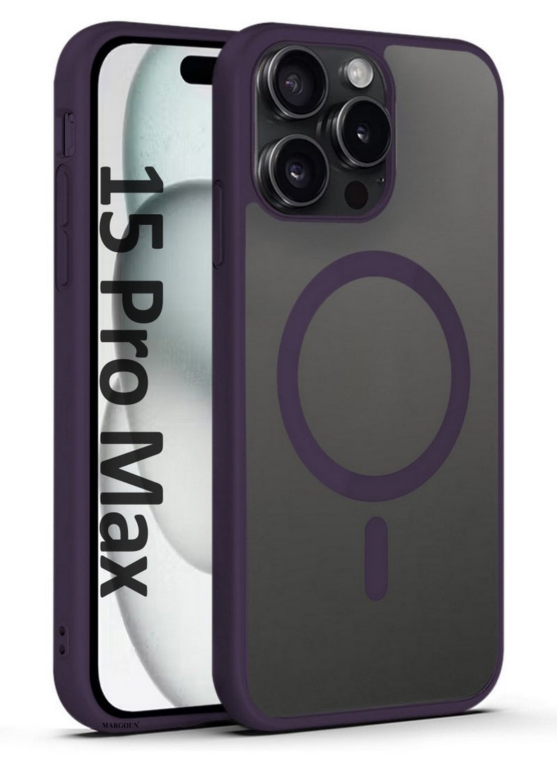 CATANES Magnetic Slim Protective Case for iPhone 15 Pro Max - with Wireless Charging Support - Purple - Image 1