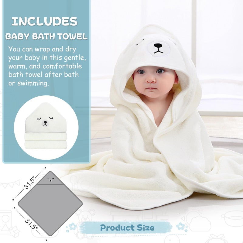 MoreFeel Collapsible Baby Bathtub for Newborn with Thermometer & 1 Hooded Towel & 1 Soft Floating Cushion,Portable Travel Bathtub with Drain Hole, Durable Foldable Baby Tubs for Infants to Toddler - Image 4