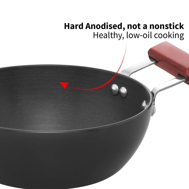 Hawkins Futura 2 Litre Deep Kadhai, Induction Deep Fry Pan, Hard Anodised Kadai with Glass Lid, Black (IAK20G) - Image 2