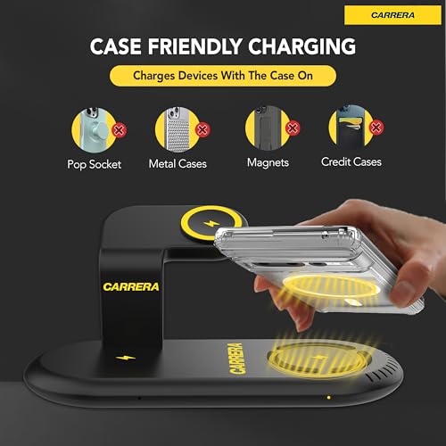 CARRERA 22.5W 3 in 1 Magnetic Wireless Charger Stand CWC-233, 15W Fast Charging for Phone, 5W for Earbud, 2.5W for Watch, Type C Cable Included, Multi-Device Compatible - Image 3