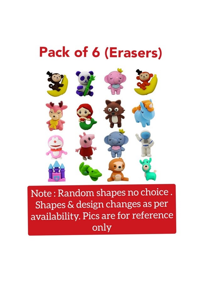 MAPLE Animal Erasers for Kids Pencil Erasers Puzzle Erasers Take Apart Erasers Stylish Mini Rubber Erasers Set for Return Gift Prizes Desk Pets Gifts Back to School Supplies for Kids Girls Boys (6) - Image 3