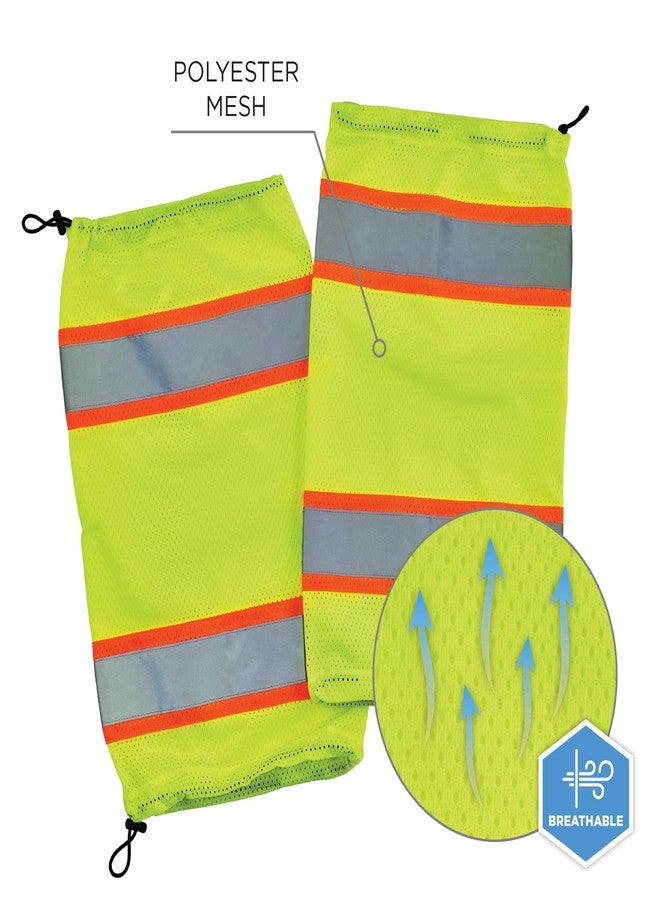 Ergodyne GloWear 8009 High Visibility Reflective Leg Gaiters, Two-Tone Mesh, Class E, 1- Pair Lime - Image 3