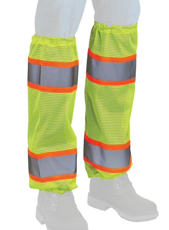 Ergodyne GloWear 8009 High Visibility Reflective Leg Gaiters, Two-Tone Mesh, Class E, 1- Pair Lime - Image 1