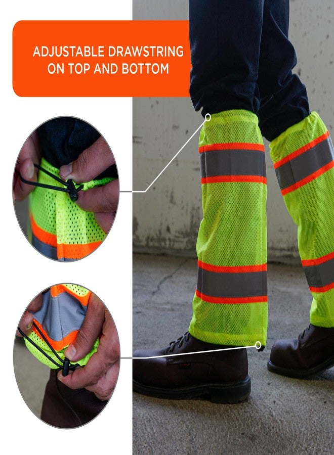 Ergodyne GloWear 8009 High Visibility Reflective Leg Gaiters, Two-Tone Mesh, Class E, 1- Pair Lime - Image 4