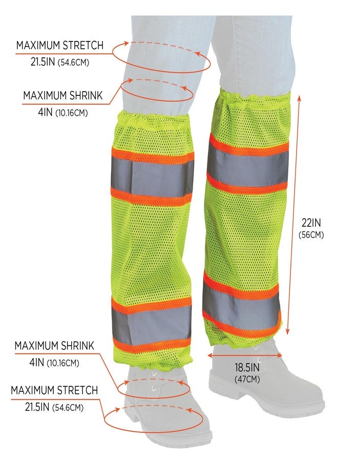 Ergodyne GloWear 8009 High Visibility Reflective Leg Gaiters, Two-Tone Mesh, Class E, 1- Pair Lime - Image 5