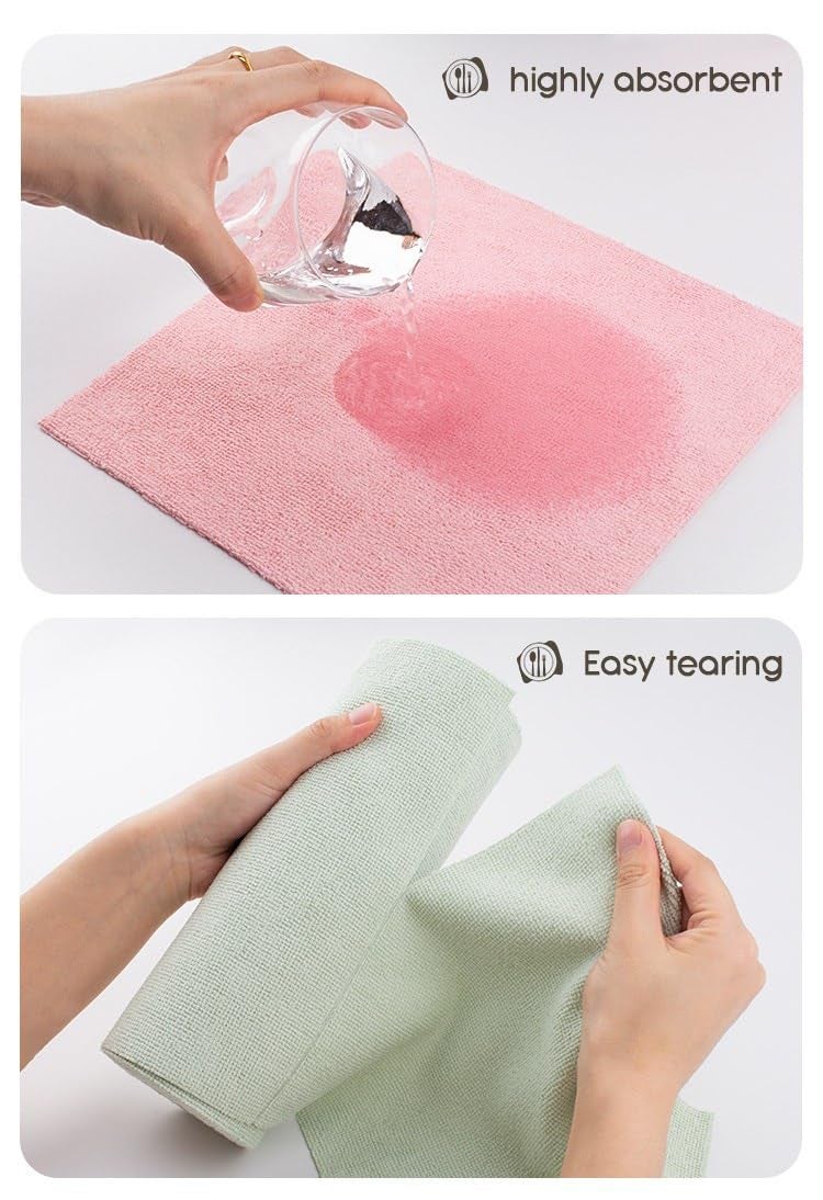 Voroly Microfiber Cleaning Cloth Reusable Roll Pre-Cut Tear Away for Kitchen Car Wipes Dusting Cloth (Multicolor, 20PCS-ROLL) - Image 5