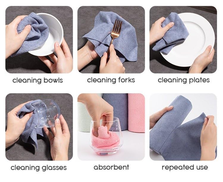 Voroly Microfiber Cleaning Cloth Reusable Roll Pre-Cut Tear Away for Kitchen Car Wipes Dusting Cloth (Multicolor, 20PCS-ROLL) - Image 4