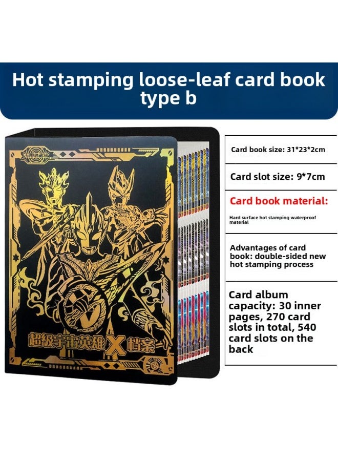 Generic - Card Book Collection Deluxe Bronzing Loose-leaf Ultraman Nine-square Empty Booklet Large Capacity Card Collection Booklet-Color:Type B Hot Stamping Loose-leaf Plus Hard Card Book; 10 Packs Of Luxury Card Holders [80 Cards] - Image 1