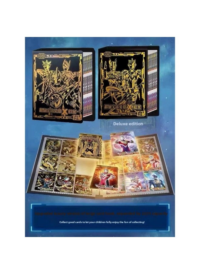 Generic - Card Book Collection Deluxe Bronzing Loose-leaf Ultraman Nine-square Empty Booklet Large Capacity Card Collection Booklet-Color:Type B Hot Stamping Loose-leaf Plus Hard Card Book; 10 Packs Of Luxury Card Holders [80 Cards] - Image 1