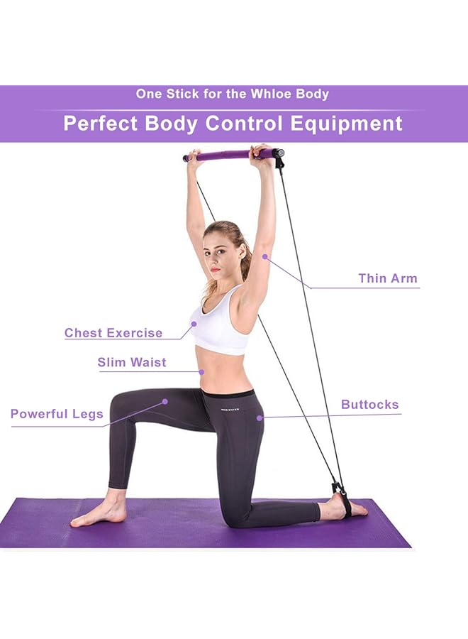 Generic Portable Pilates Bar Stick Kit With Resistance Band For Home Gym Workout  - Image 4