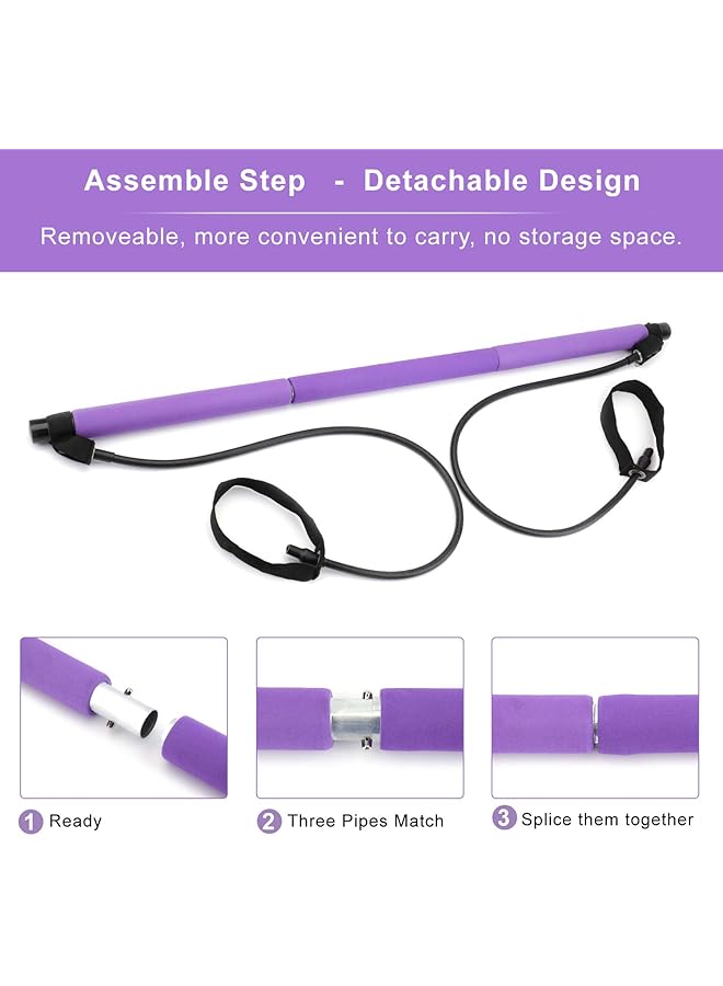 Generic Portable Pilates Bar Stick Kit With Resistance Band For Home Gym Workout  - Image 3
