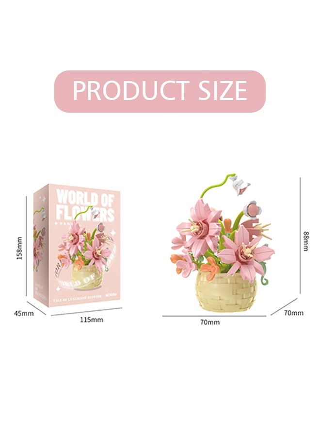 ليمون مجموعة مكعبات بناء زهور صغيرة، ألعاب مكعبات زهور، نباتات وعصاريات، أصيص زهور، مجموعة نباتات هدية عيد ميلاد للبنات والأولاد والبالغين والأطفال من سن 6 سنوات فما فوق (زهرة الزنبق العطرية، 155 قطعة). - Image 4