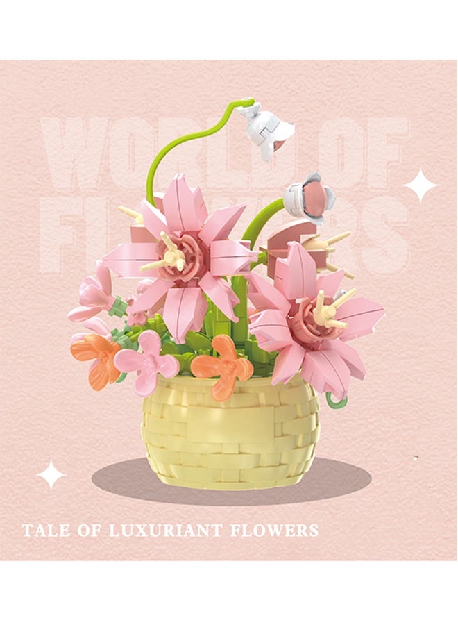 ليمون مجموعة مكعبات بناء زهور صغيرة، ألعاب مكعبات زهور، نباتات وعصاريات، أصيص زهور، مجموعة نباتات هدية عيد ميلاد للبنات والأولاد والبالغين والأطفال من سن 6 سنوات فما فوق (زهرة الزنبق العطرية، 155 قطعة). - Image 3