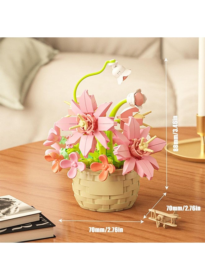 ليمون مجموعة مكعبات بناء زهور صغيرة، ألعاب مكعبات زهور، نباتات وعصاريات، أصيص زهور، مجموعة نباتات هدية عيد ميلاد للبنات والأولاد والبالغين والأطفال من سن 6 سنوات فما فوق (زهرة الزنبق العطرية، 155 قطعة). - Image 2