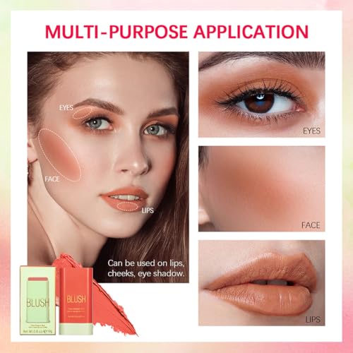 FYEBOO Multi-Use Makeup Blush Stick, Cream Blush Stick, Tinted Solid Moisturizer Stick for Cheek & Eyes & Lips, Waterproof Natural Nude Makeup, Suitable for All Skin (1#Shy Pink) - Image 4