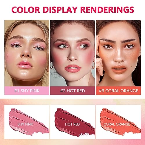 FYEBOO Multi-Use Makeup Blush Stick, Cream Blush Stick, Tinted Solid Moisturizer Stick for Cheek & Eyes & Lips, Waterproof Natural Nude Makeup, Suitable for All Skin (1#Shy Pink) - Image 3