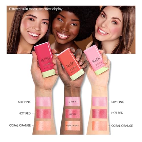 FYEBOO Multi-Use Makeup Blush Stick, Cream Blush Stick, Tinted Solid Moisturizer Stick for Cheek & Eyes & Lips, Waterproof Natural Nude Makeup, Suitable for All Skin (1#Shy Pink) - Image 2