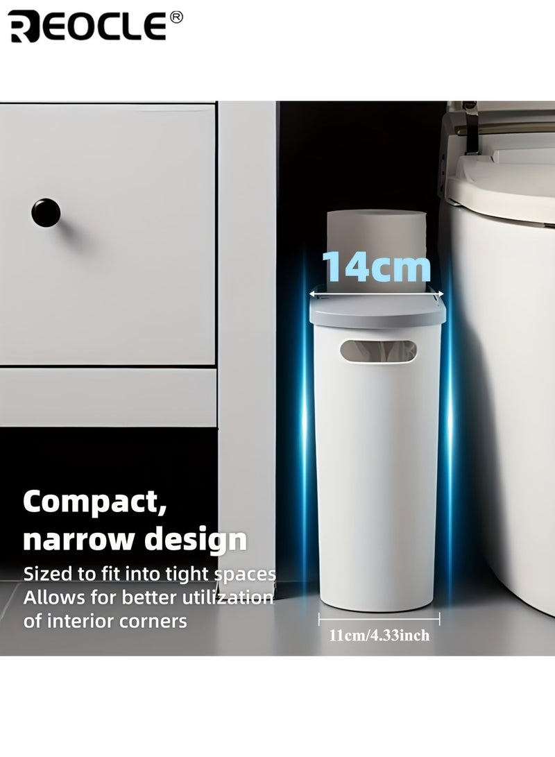 ريوكل سلة مهملات حمام بسعة ١٠ لتر مع مقبض مدمج سهلة التنظيف مقاومة للصدأ تصميم موفر للمساحة صندوق نفايات بلاستيكي متين مناسب للحمامات وغرف الغسيل والمكاتب المنزلية - Image 3