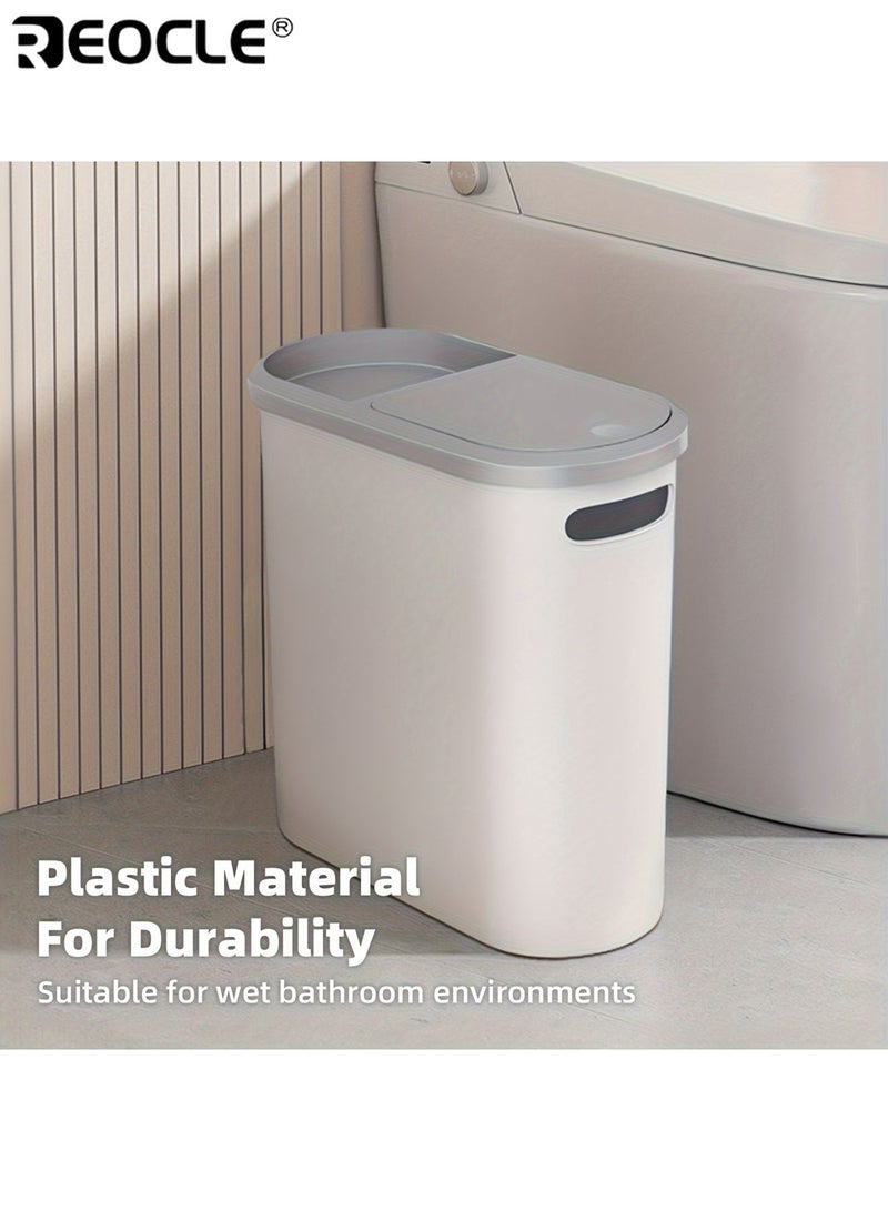 ريوكل سلة مهملات حمام بسعة ١٠ لتر مع مقبض مدمج سهلة التنظيف مقاومة للصدأ تصميم موفر للمساحة صندوق نفايات بلاستيكي متين مناسب للحمامات وغرف الغسيل والمكاتب المنزلية - Image 2