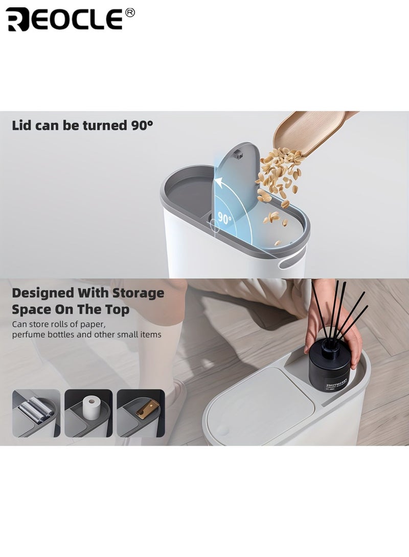 ريوكل سلة مهملات حمام بسعة ١٠ لتر مع مقبض مدمج سهلة التنظيف مقاومة للصدأ تصميم موفر للمساحة صندوق نفايات بلاستيكي متين مناسب للحمامات وغرف الغسيل والمكاتب المنزلية - Image 4
