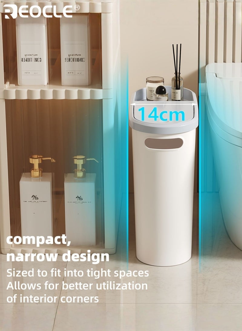 REOCLE 10L Bathroom Trash Can with Built-in Handle Easy to Clean Rust-proof Space-saving Design Compact and Durable Plastic Trash Can Suitable for Bathrooms Laundry Rooms and Home Offices - Image 5