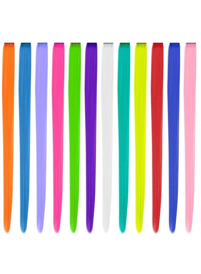 YaFex 12 Pcs Clip in Hair Extensions, 22 Inch Colored Hair Extensions Party Highlights Long Straight Synthetic Hairpieces for Women Kids Girls (Rainbow) - Image 5