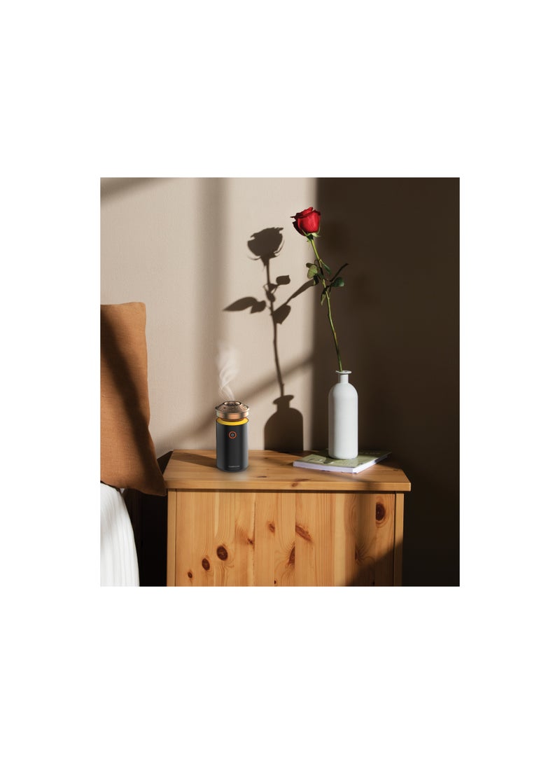 باورولوجي مبخرة بخور عودان مع تغطية واسعة للرائحة ومروحة هيدروليكية قوية / حجرة احتراق مزدوجة / بطارية 3600 مللي أمبير / ساعة / هيكل من الألومنيوم عالي الجودة - أسود - Image 3