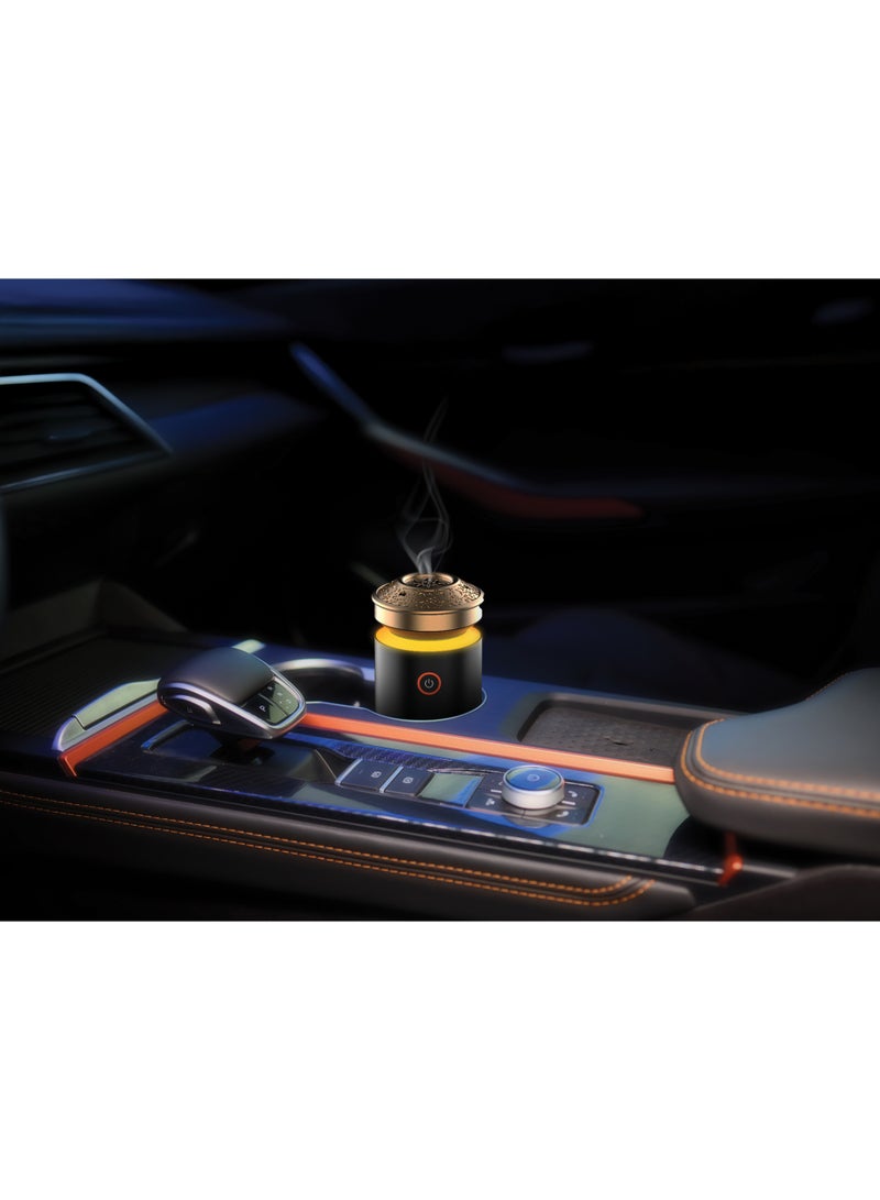 باورولوجي مبخرة بخور عودان مع تغطية واسعة للرائحة ومروحة هيدروليكية قوية / حجرة احتراق مزدوجة / بطارية 3600 مللي أمبير / ساعة / هيكل من الألومنيوم عالي الجودة - أسود - Image 2