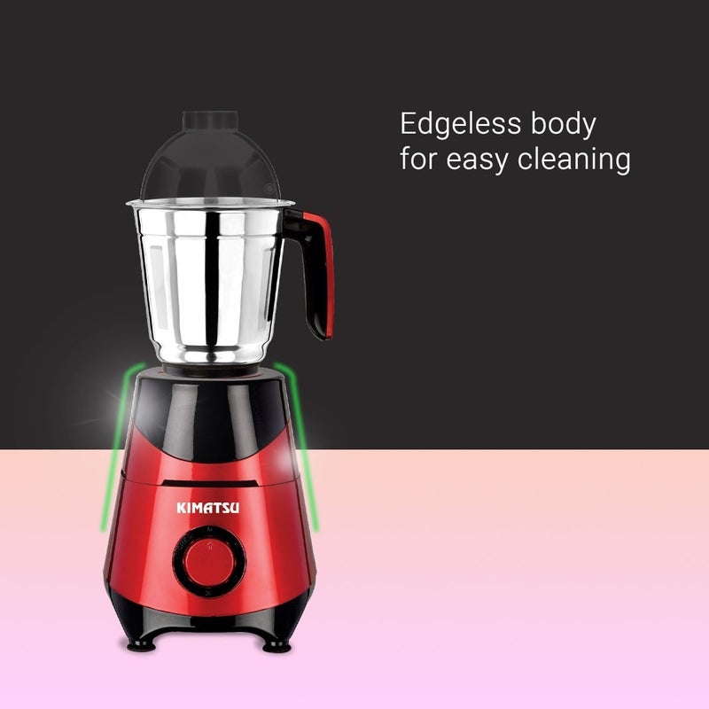 KIMATSU Kimatsu Mixer Grinder 750WSuperemo For Kitchen3in1 for Grinding Blade Function With Heavy Motor3 Stainless Steel Mixer Jars1 Year Product Warranty By Kimatsu red and Mettalic black  - Image 3