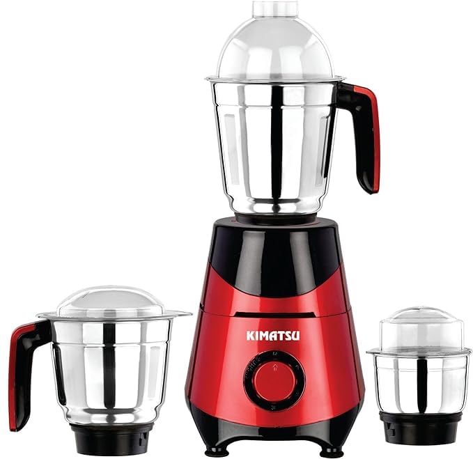 KIMATSU Kimatsu Mixer Grinder 750WSuperemo For Kitchen3in1 for Grinding Blade Function With Heavy Motor3 Stainless Steel Mixer Jars1 Year Product Warranty By Kimatsu red and Mettalic black  - Image 1