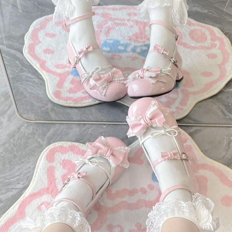 Small High-Heeled Shoes Ol Small Leather Shoes Sweetheart Itl With Girl A Sweet Princess Lo Shoes Skirt Cute Tower - Image 1