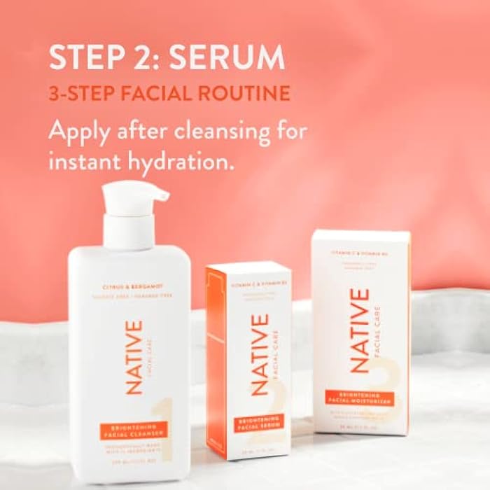 Native Brightening Facial Serum Contains Naturally Derived Ingredients | Hydrating Serum with Vitamin C and Niacinamide, Vitamin B3, Revitalize and Repair Your Skin, Fragrance-Free, 30ml, 1 fl oz - Image 3