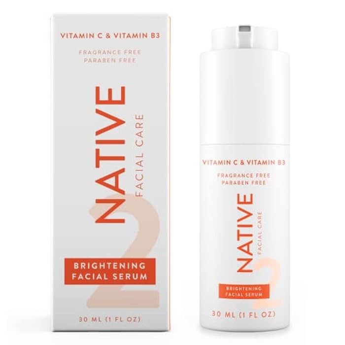 Native Brightening Facial Serum Contains Naturally Derived Ingredients | Hydrating Serum with Vitamin C and Niacinamide, Vitamin B3, Revitalize and Repair Your Skin, Fragrance-Free, 30ml, 1 fl oz - Image 1