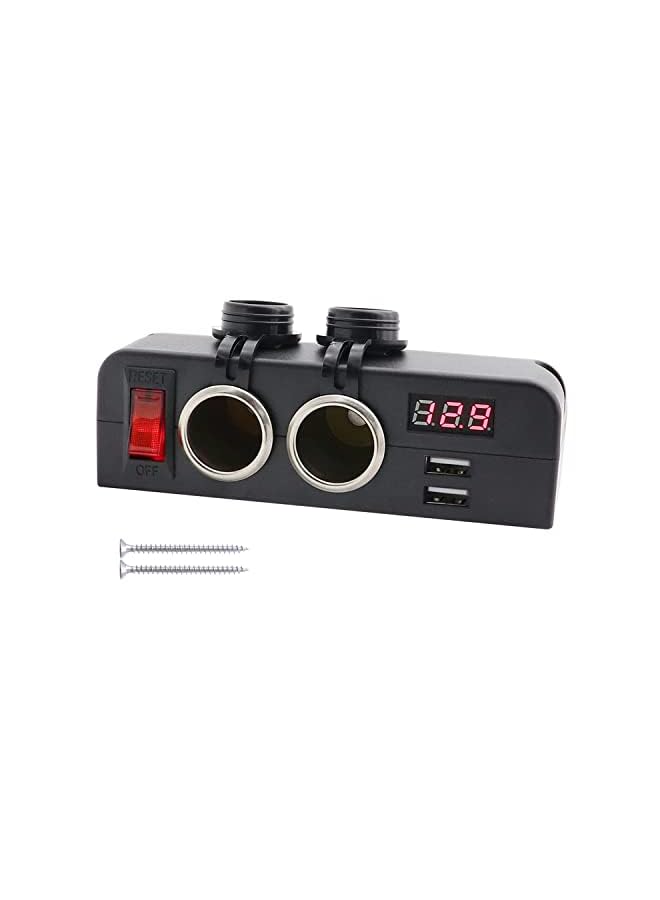 Zaboon USB Socket Charger and Dual 12V Power Outlet Cigarette Lighter Splitter Adapter with LED Voltmeter On/Off Switches for Car Rv Truck Marine Boat Camper Vehicles - Image 2