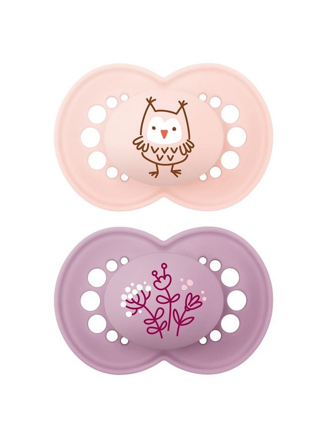 MAM Original Matte Baby Pacifier Nipple Shape Helps Promote Healthy Oral Development Sterilizer Case 2 Pack 16+ Months Girl 2 Count (Pack Of 1)  - Image 1
