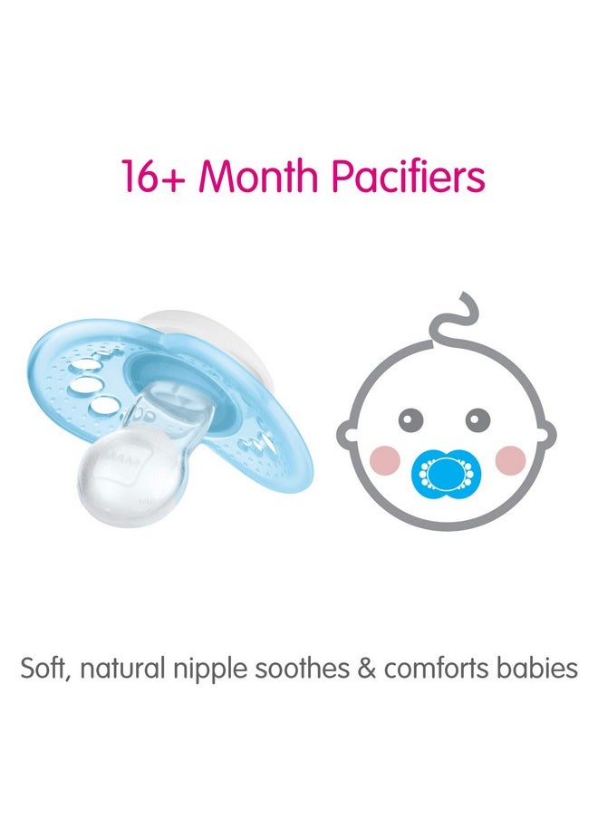 MAM Original Matte Baby Pacifier Nipple Shape Helps Promote Healthy Oral Development Sterilizer Case 2 Pack 16+ Months Girl 2 Count (Pack Of 1)  - Image 3