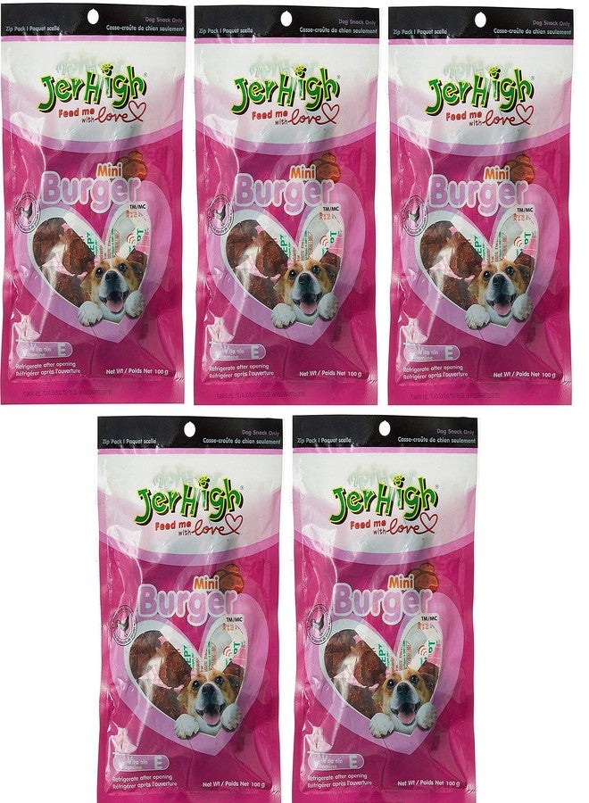JerHigh Dog Treats Flavor (Mini Burger 100 gm (Pack of 5)), All Life Stages, Stick