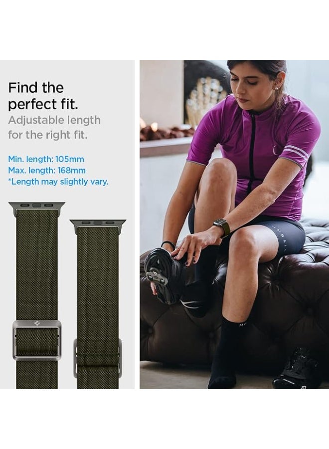 Spigen Lite Fit Apple Watch Band for Apple Watch Series 11/10 42mm, Series 9/8/7 41mm, SE2/SE/6/5/4 40mm, 3/2/1 38mm Nylon Solo Loop strap - Khaki - Image 3