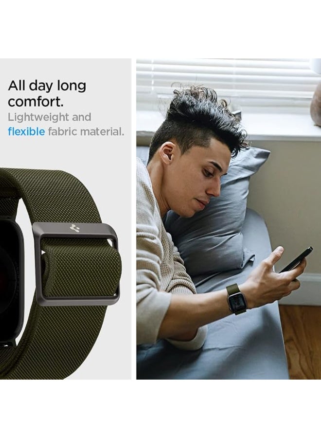 Spigen Lite Fit Apple Watch Band for Apple Watch Series 11/10 42mm, Series 9/8/7 41mm, SE2/SE/6/5/4 40mm, 3/2/1 38mm Nylon Solo Loop strap - Khaki - Image 4