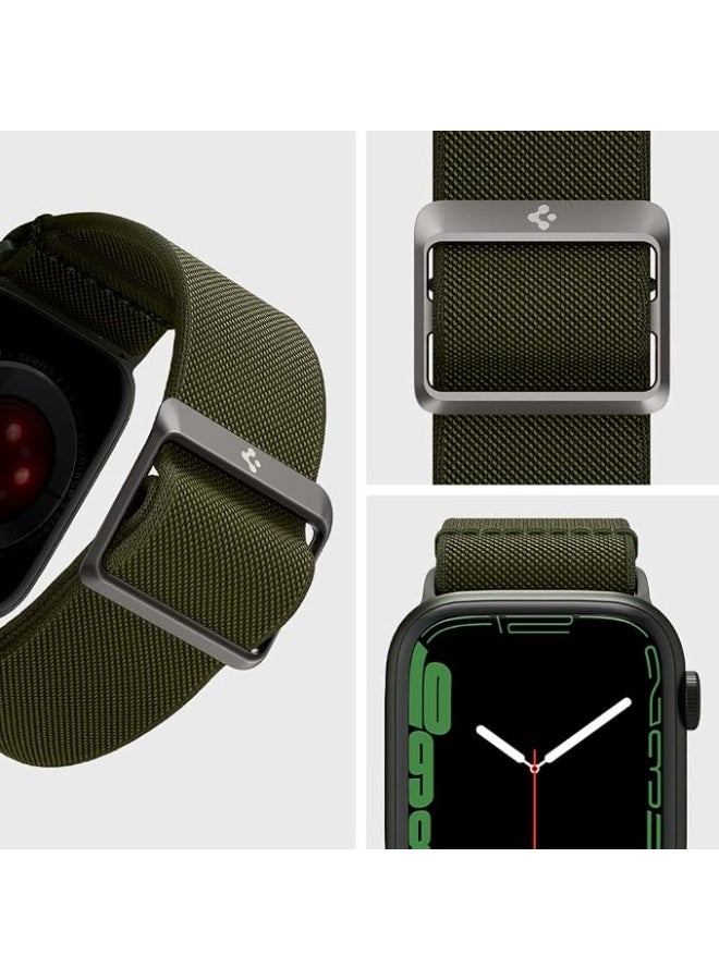 Spigen Lite Fit Apple Watch Band for Apple Watch Series 11/10 42mm, Series 9/8/7 41mm, SE2/SE/6/5/4 40mm, 3/2/1 38mm Nylon Solo Loop strap - Khaki - Image 5