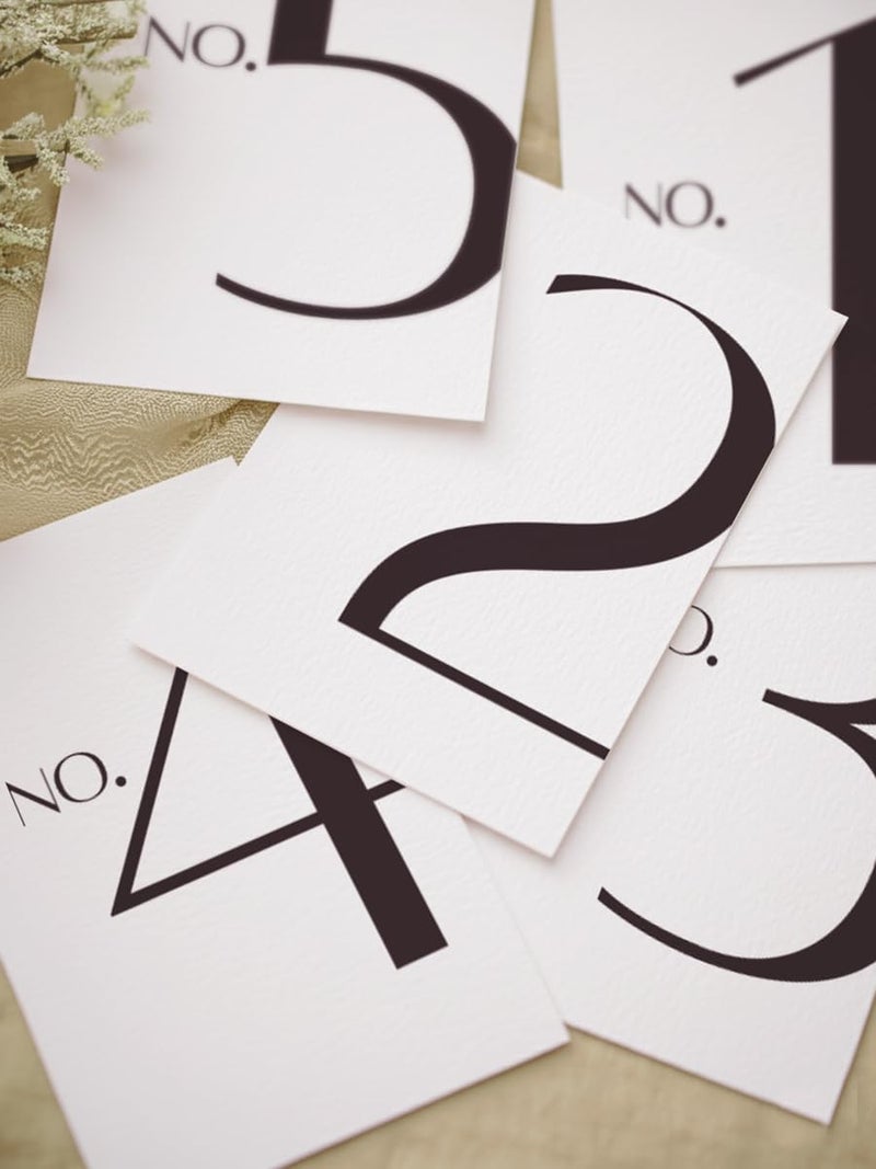 upvolcora Table Numbers1-20 4x6 Inch White Art Paper, Modern Black Perfect for Wedding Reception, Centerpiece Decoration, Event, Party, No Holder (1-20 Modern Black) - Image 1