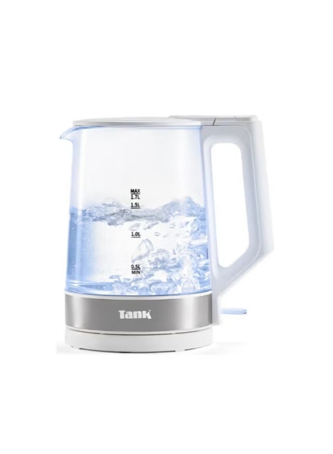 Tank Glass Kettle, 1.7L Capacity, 1850 Watts, White, KG-2318 - 2 Year Warranty