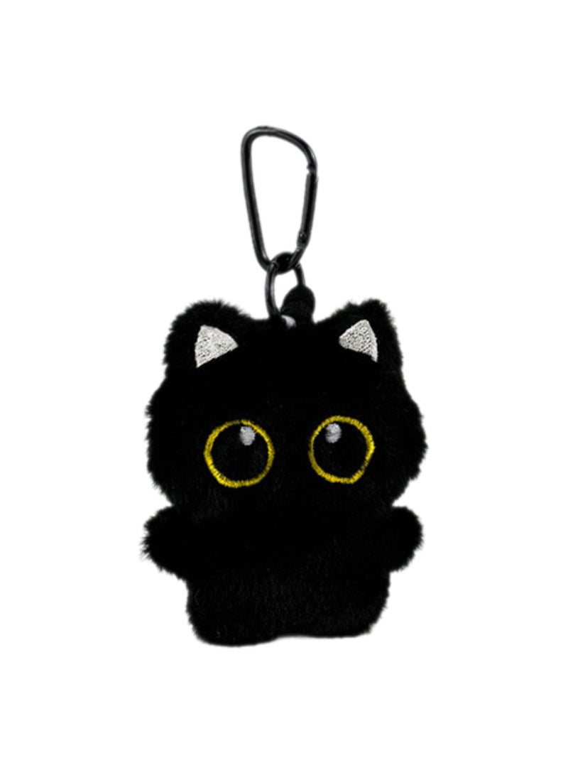 Little Black Cat Bag Pendant Cute Plush Doll Car Keychain Doll School Bag Backpack Pendant High-End Gift (Big-Eyed Black Cat)  - Image 1