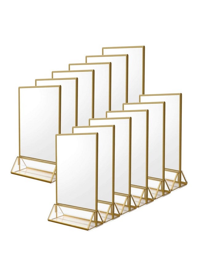NIUBEE NIUBEE 12Pack 4 x 6 Clear Acrylic Wedding Table Number Holder Stands with Gold Borders, Double Sided Gold Picture Frames Sign Holder for Restaurant Table Menu Recipe Cards Photo Display  - Image 1